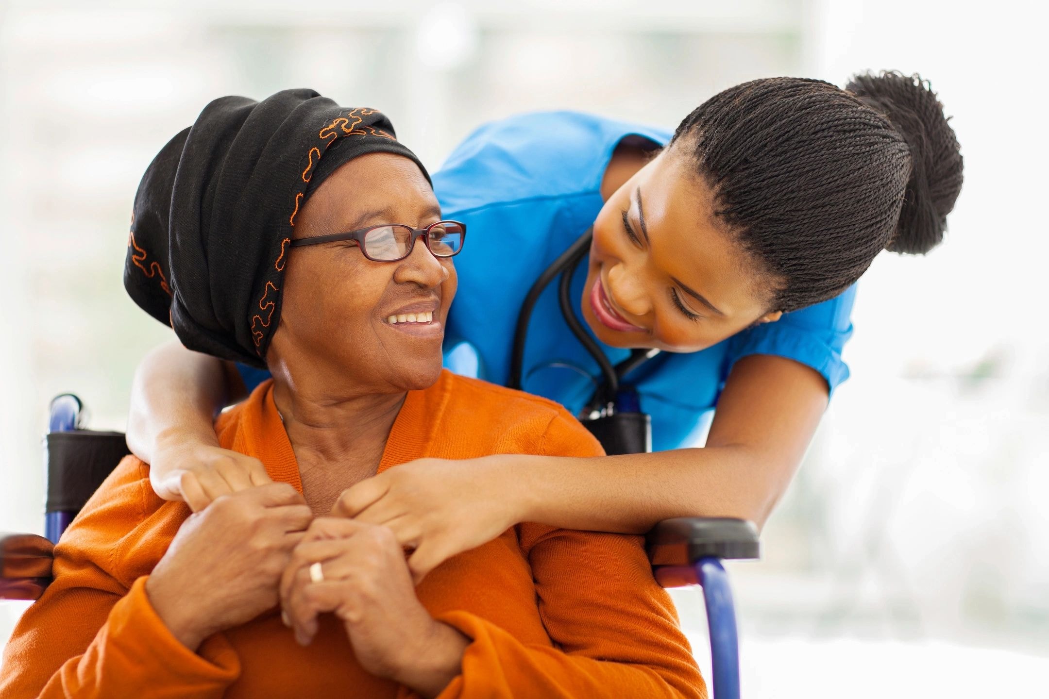 Caregiver with senior resident